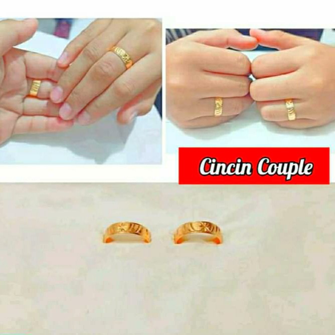Cincin TITANIUM Polos Ukir Couple Atau Sepasang Perhiasan Wanita Gold dan Silver limited edition