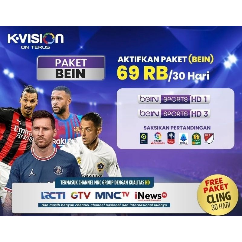 Paket Bein Sports K-Vision Bromo Gol Optus LGsat Gardiner Ottimo Kartenz Dekoder GOL07 BWF MOTOGP SP
