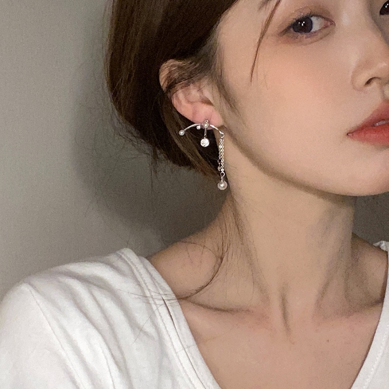 Anting Berpohon Mutiara Wanita Korea Berbentuk T fashion vintage