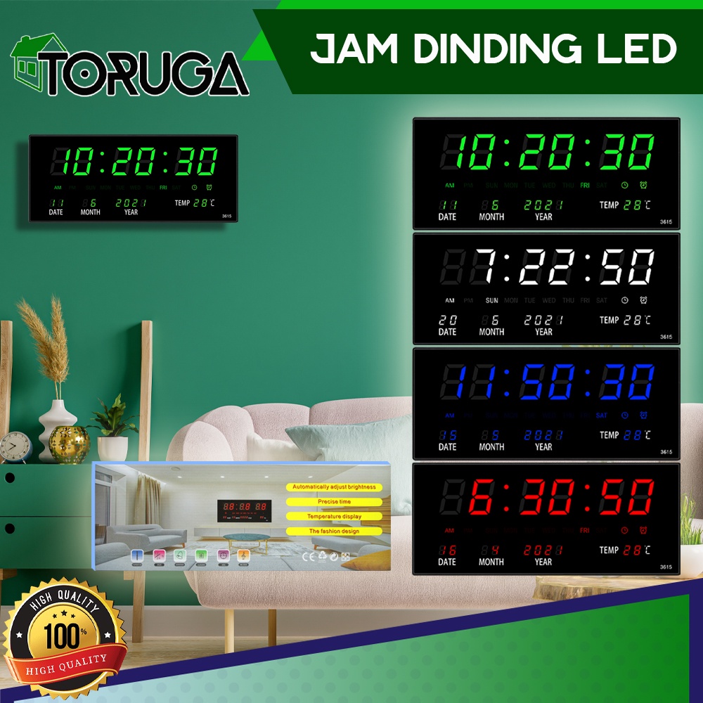 Jam Dinding Digital LED Meja Clock 3615 Merah Hijau - Fitur Kalender