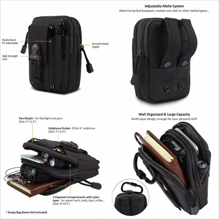 Tas Pinggang Hp Pria Import Waistbag Tactical Waist Bag Army Tas Hp Mini Multifungsi Tas Dompet Hp