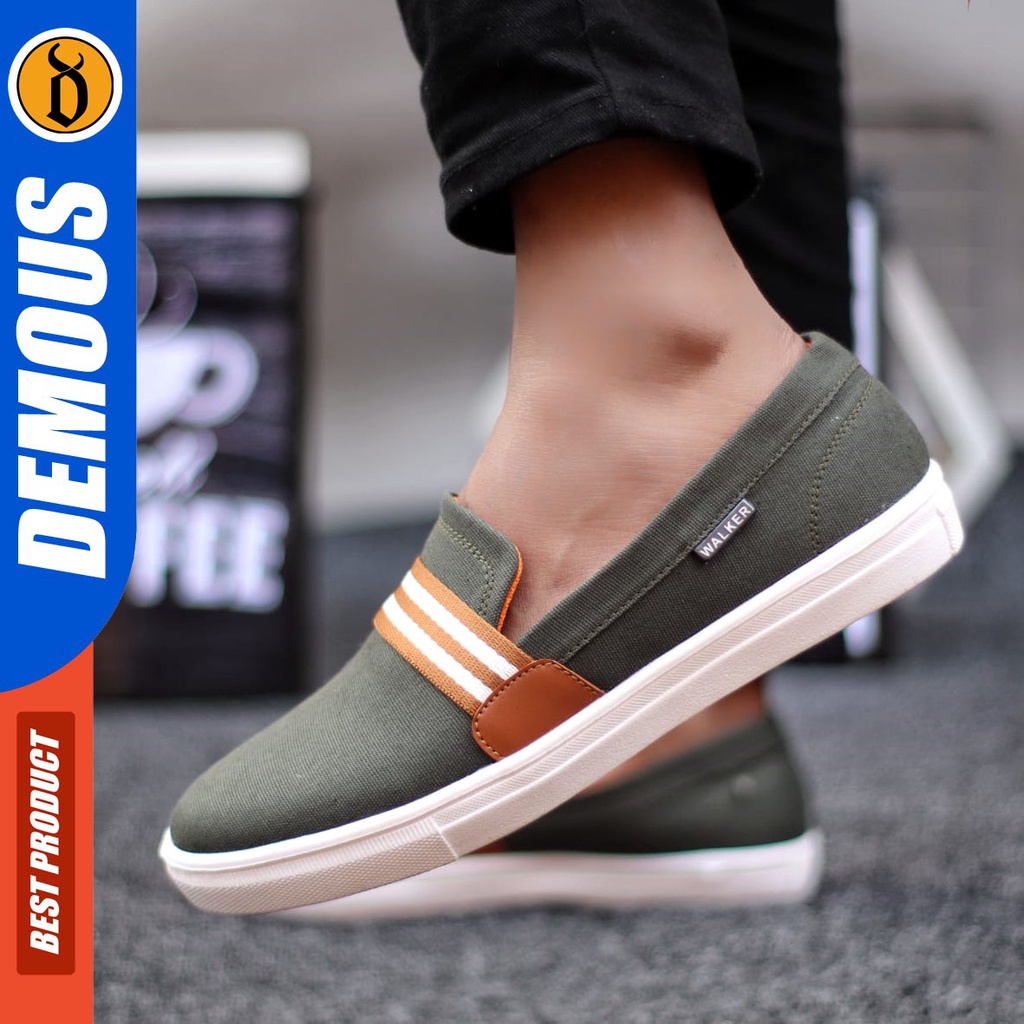 DEMOUS Kante - Sepatu Slip On Casual Slop Pria Kanvas