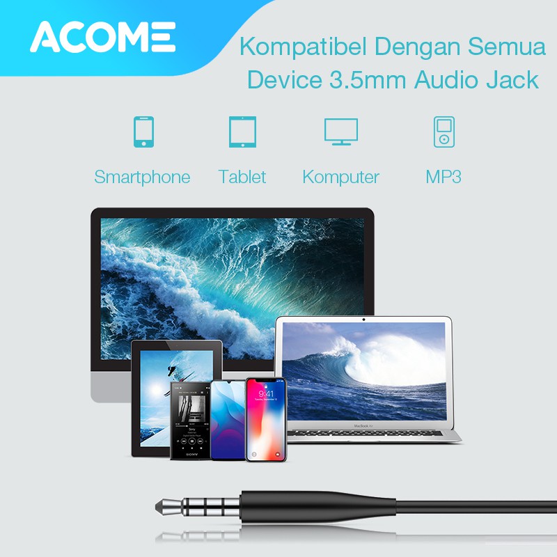 HEADSET EARPHONE ACOME AW01 STEREO SOUND DENGAN MICROPHONE BERGARANSI