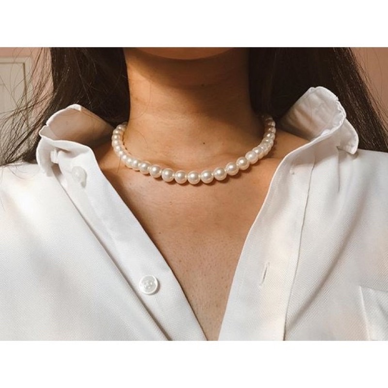 ISANUR97 Necklace Pearl Kalung Mutiara Choker Aksesoris Kalung Pearl Rantai Klavikula Hias Mutiara Untuk Aksesoris Perhiasan