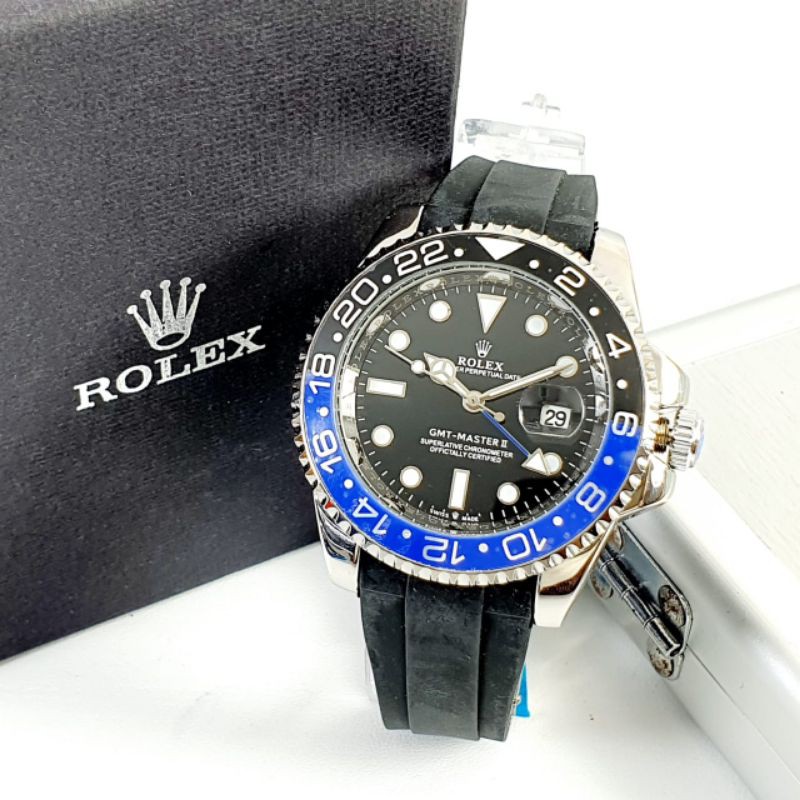 JAM TANGAN ROLEX GMT-MASTER RUBBER SEMI SUPER