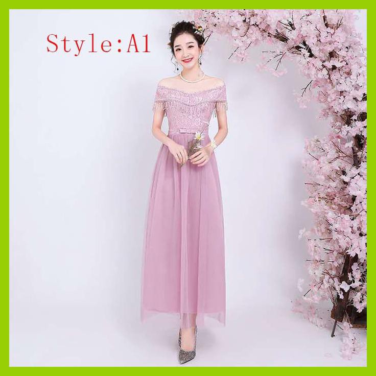 DRESS BRIDESMAID DRESS PESTA DRESS BRIDESMAID WARNA PINK UNTUK MALAM