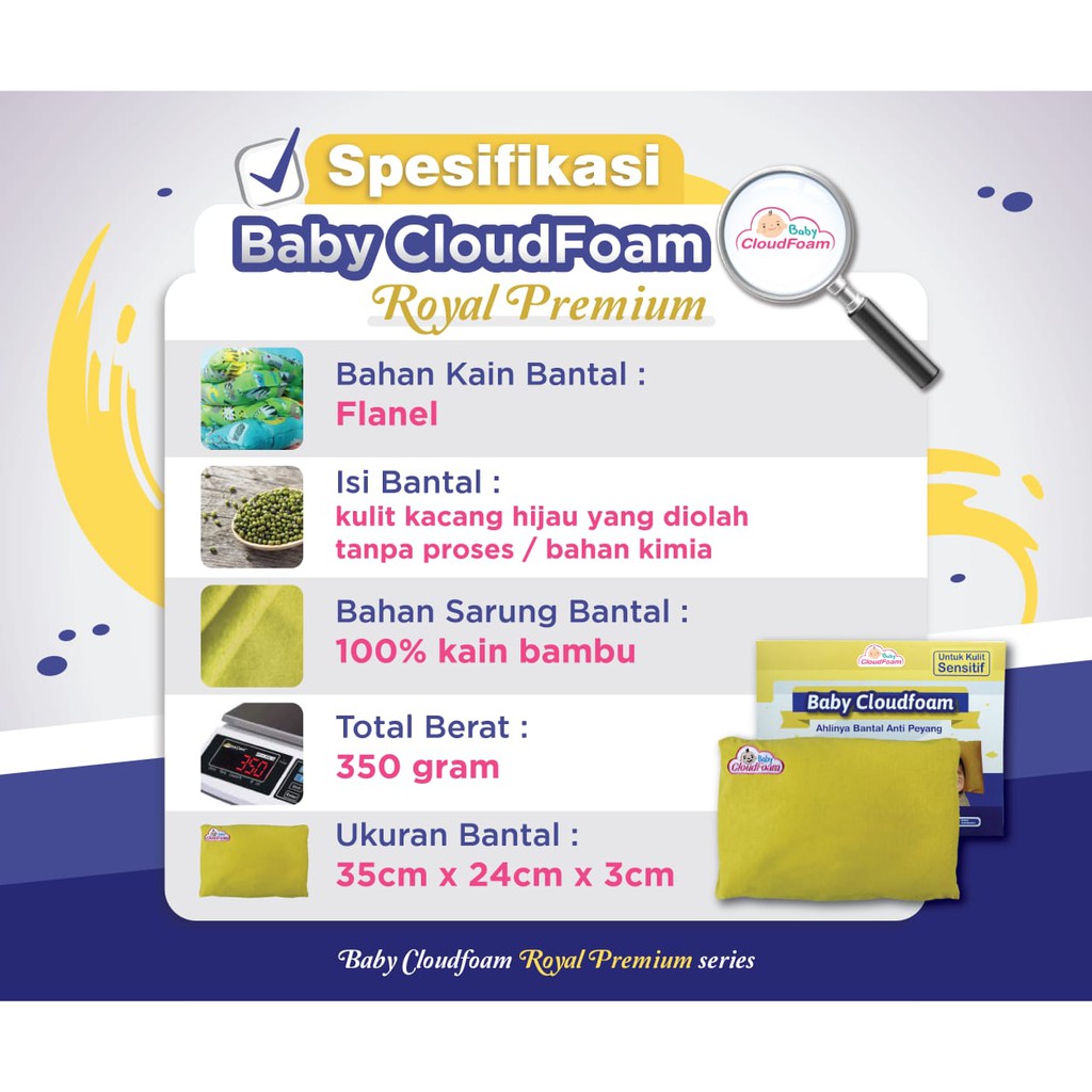 BABY CLOUDFOAM ROYAL PREMIUM - BANTAL ANTI PEYANG &amp; ANTI RUAM (FREE BONUS)