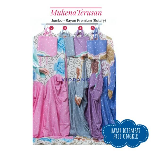 Mukena Terusan Jumbo Rayon Adem Motif Bunga / Mukena Terusan Polkadot / Perlengkapan Sholat Wanita