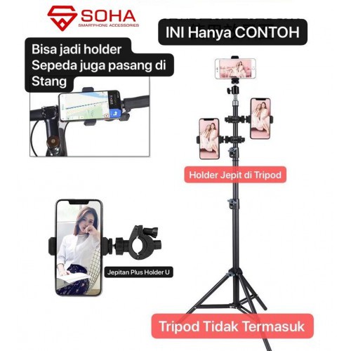 HRT-007 Universal Penjepit Plus Holder / Mount Holder Bisa di Atur 360 Derajat Buat di Trip