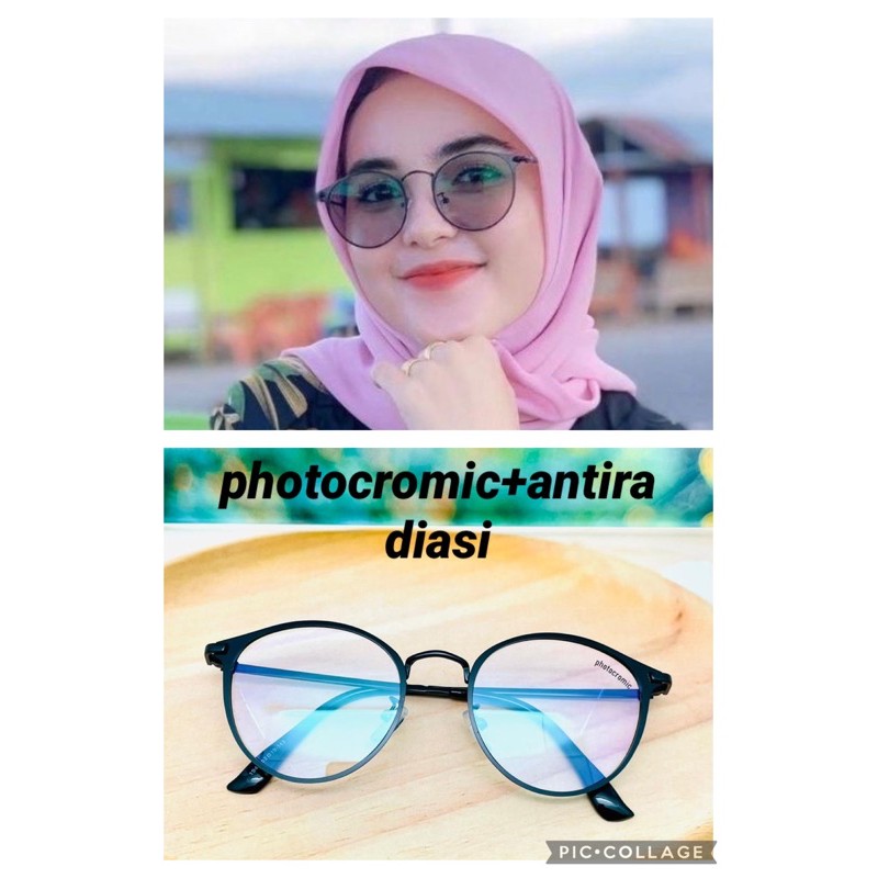 BEST SELLER - kacamata 1940 pria dan wanita sudah photocromic + antiradiasi 8618 bisa COD