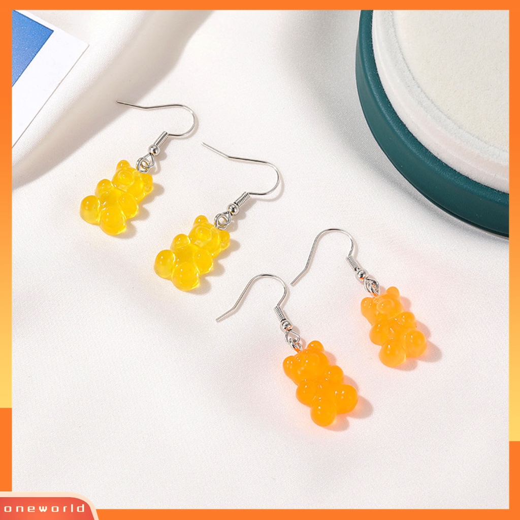 1 Pasang Anting Stud Desain Teddy Bear Bahan Resin Untuk Dekorasi