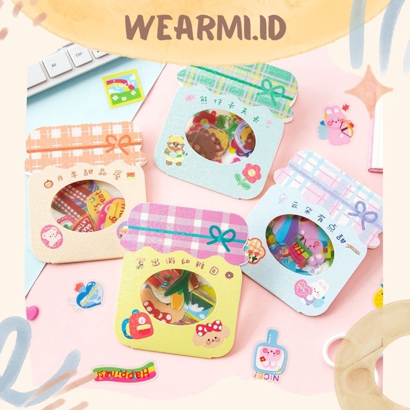 

40 pcs Sticker Pack Jar Candy Cute Bear Colorfull Aesthetic Wearmi Bujo Scrapbook Bujo jurnal
