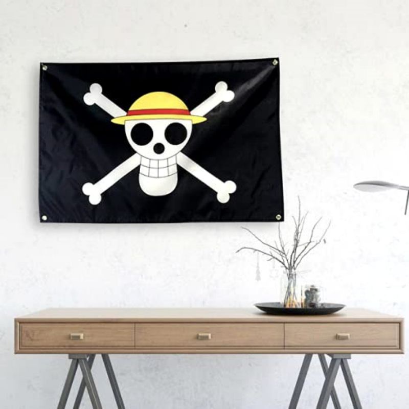 90 x 60cm Bendera One Piece / Bendera Bajak Laut One Piece  / Straw Hat Luffy Bendera One Piece Dinding