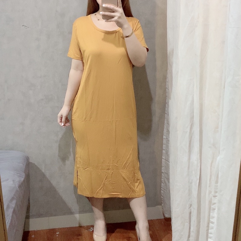 Loose Split Midi Dress Bigsize | Casual Dress Korea Fashion | Maimon Grosir