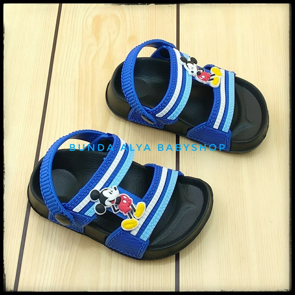 Sendal Anak Laki Laki Usia 6 Bulan 1 2 Tahun Kartun BIRU TUA - Sandal Anak Cowok Karet Anti Slip Anti Licin