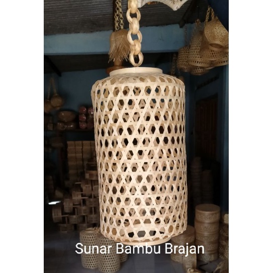 Kap Lampu Omplong Tinggi | Kap Lampu Bambu | Kap Lampu Gantung | Hiasan Lampu | Home Decor | Kerajin