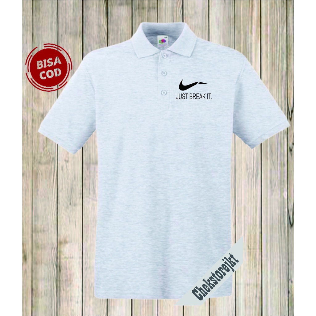 Kaos Polo Kerah Pria Distro Nike Patah Logo Black 100 Premium Quality