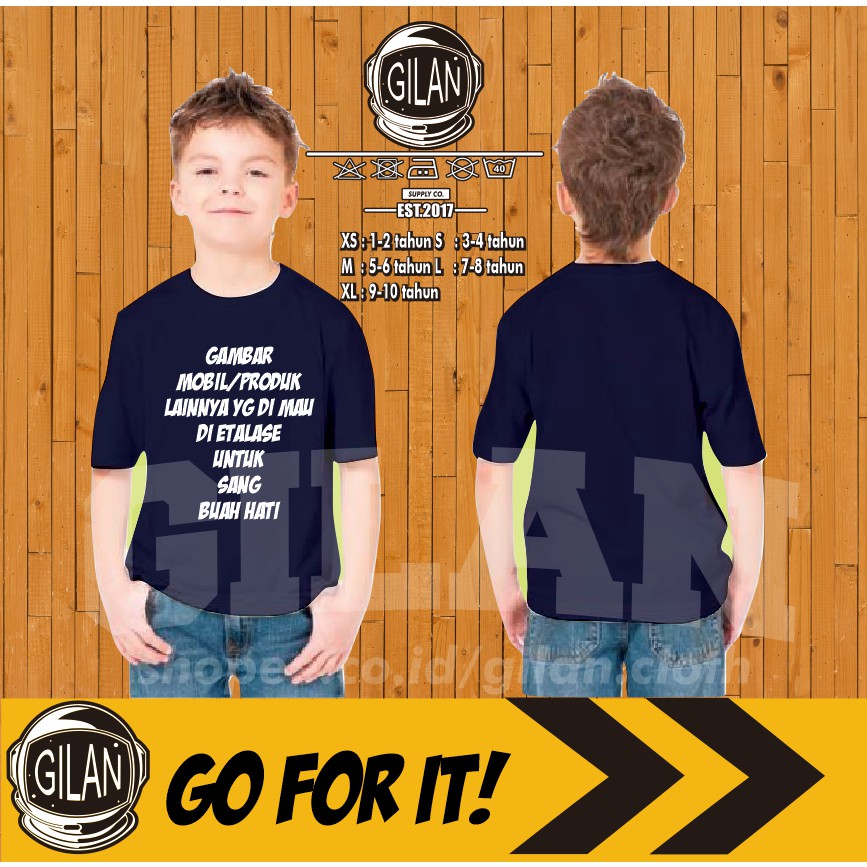 KAOS BAJU  ANAK  GAMBAR MOBIL BUS LOGO DLL YG ADA DI  