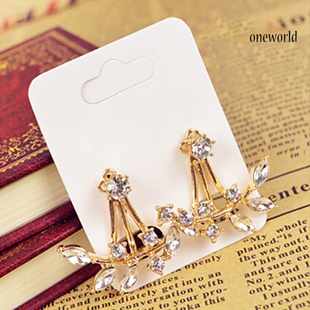 OW@ 1 Pair Women Earrings Attractive Jewelry Gift Mini Women Rhinestone Ear Studs for Wedding