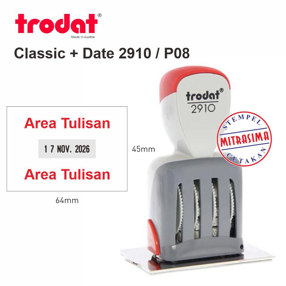 

Stempel Trodat 2910-P08 ( Tulisan + tanggal model klasik persegi )