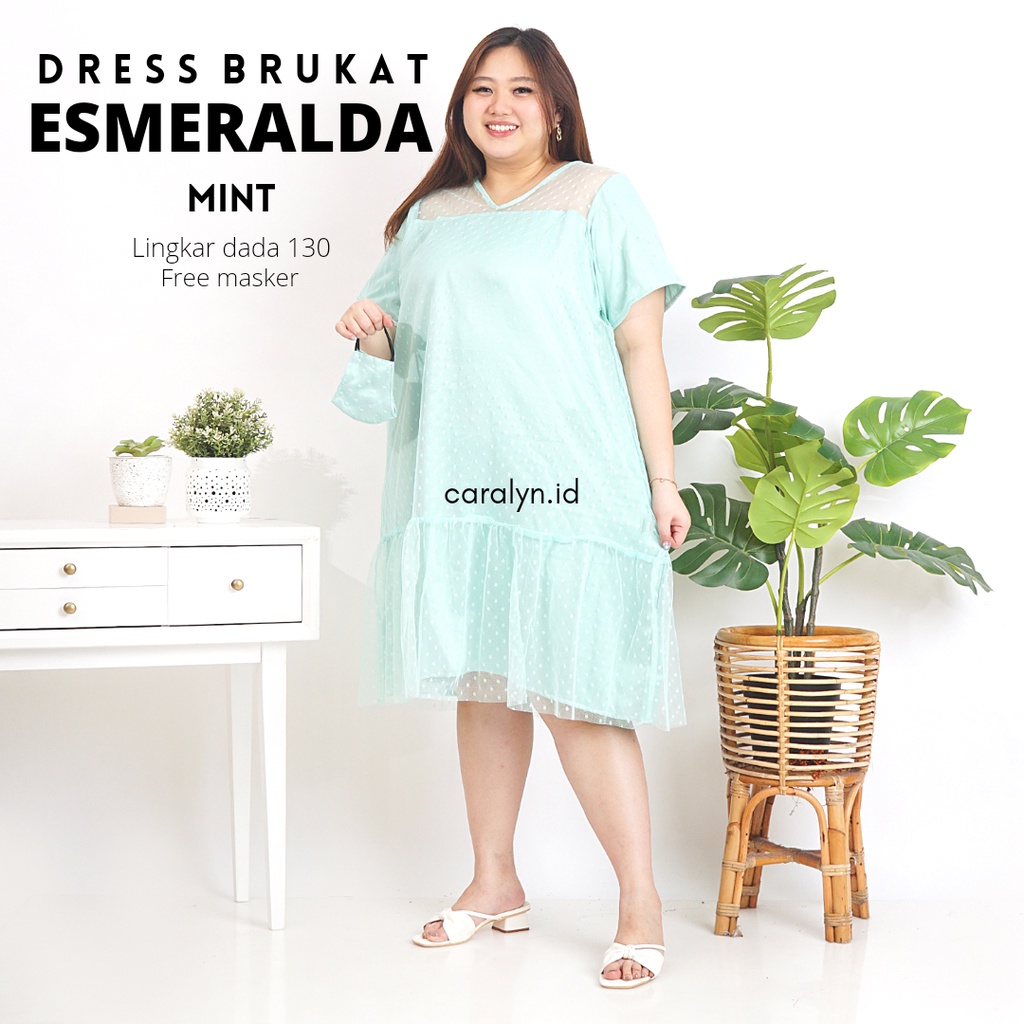 DRESS BRUKAT JUMBO BIGSIZE PARTY DRESS KOREAN STYLE ESMERALDA