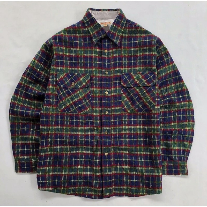 outer flanel motif vintage dua saku merk docigar