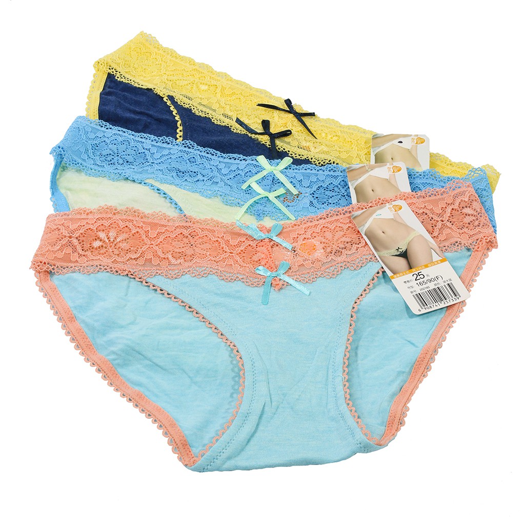 Celana dalam wanita motif renda dengan pita terbaru CD34 murah/CD terbaru