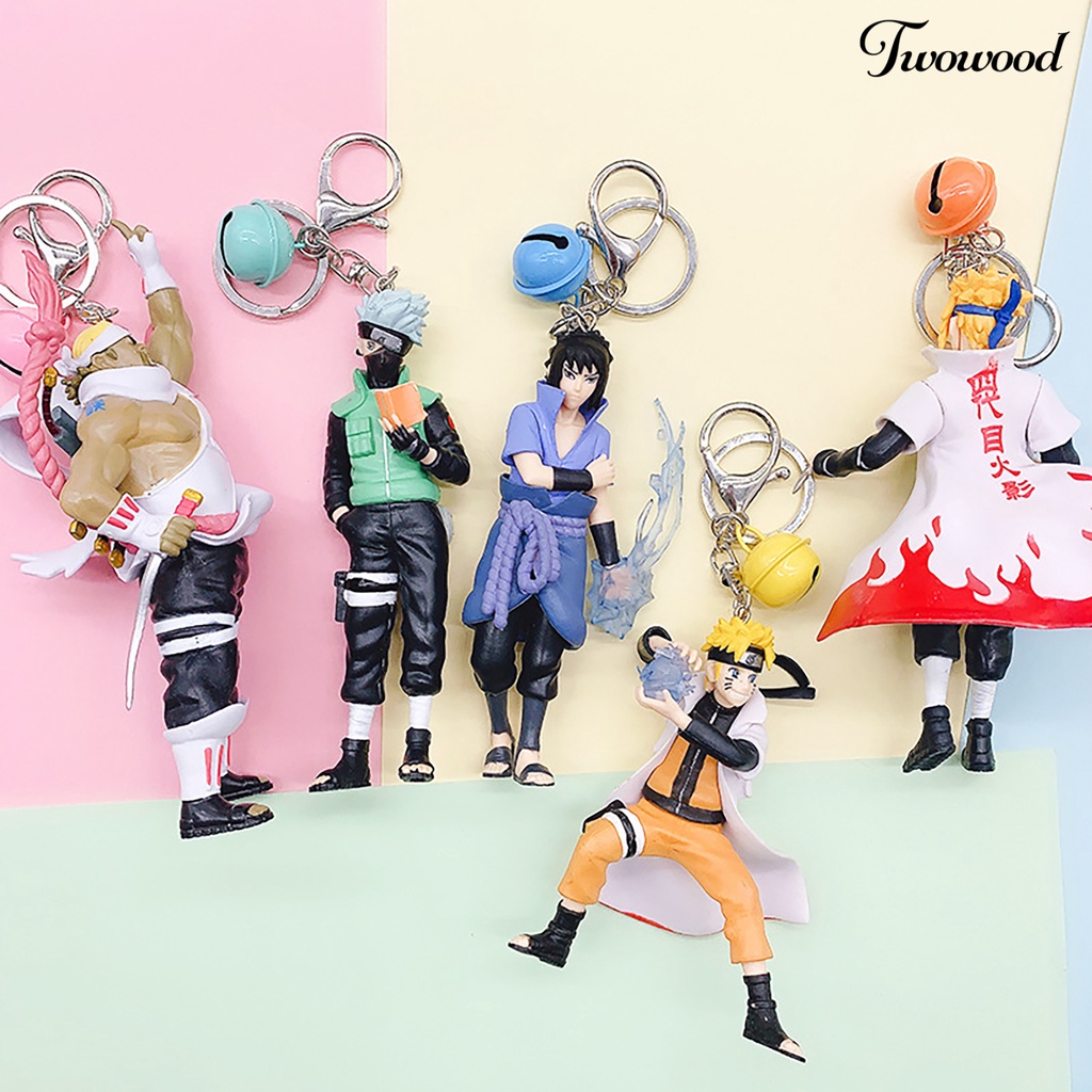 5pcs / Set Gantungan Kunci Desain Anime Naruto Bahan PVC Gaya Jepang