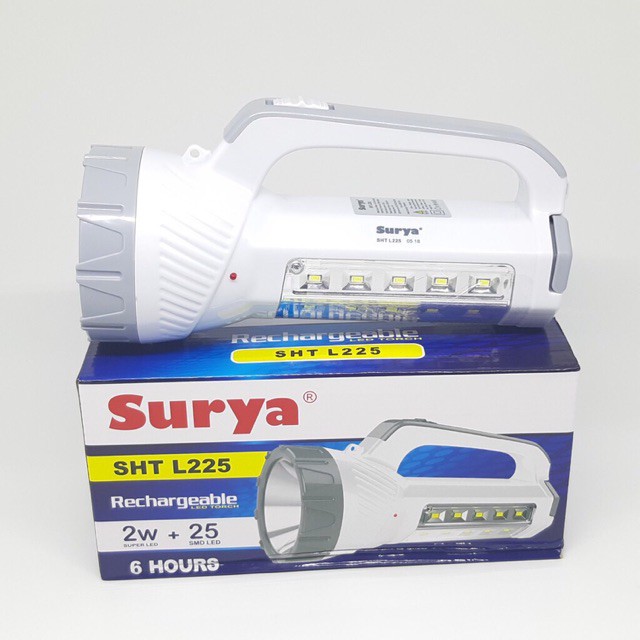 Surya Lampu Emergency + SENTER TERANG SHT L225 Super LED 2w + Light LED 25 SMD Rechargeable