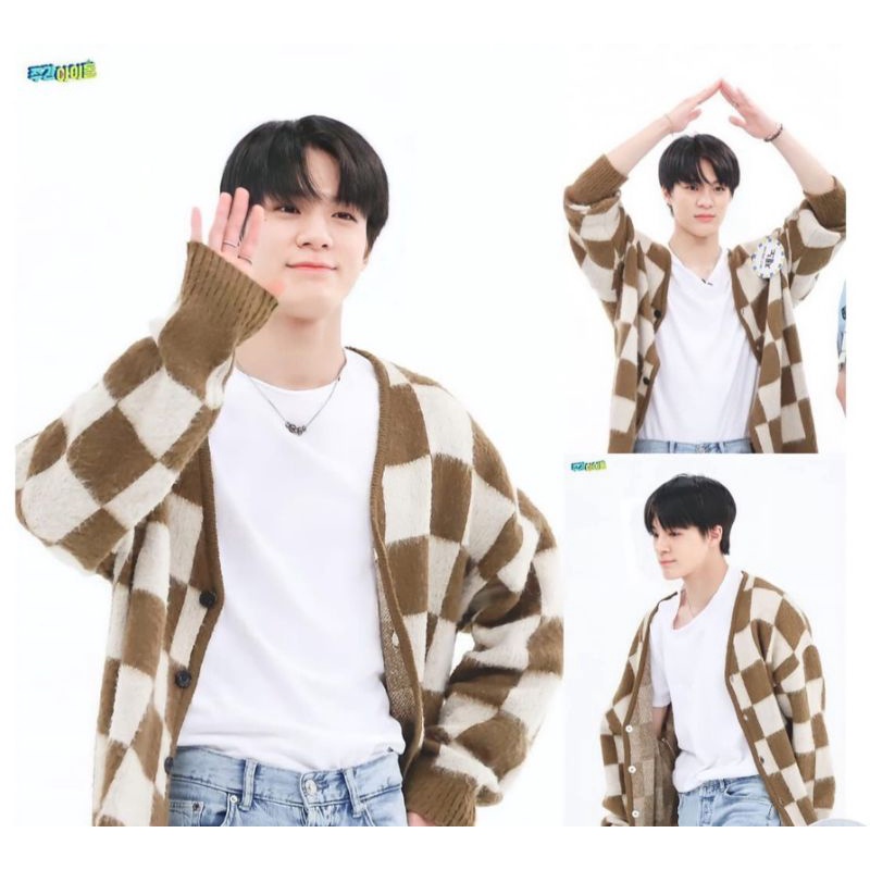 (READY STOK) JENO CARDI IMPORT MOTIF KOTAK-KOTAK UNISEX COWOK/CEWEK