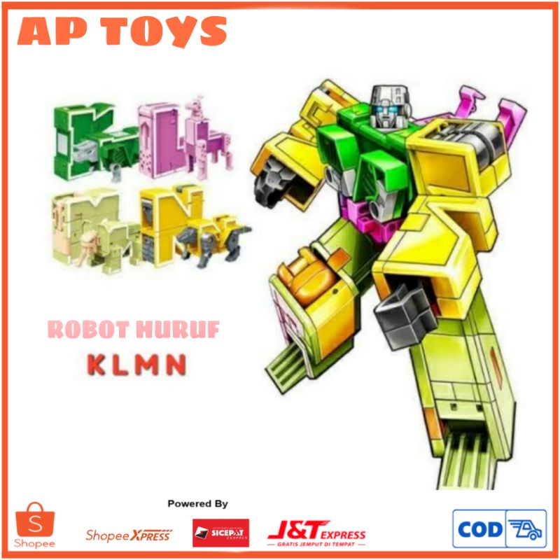 Mainan Edukatif Robot Huruf KLMN 1 Set Jadi Robot