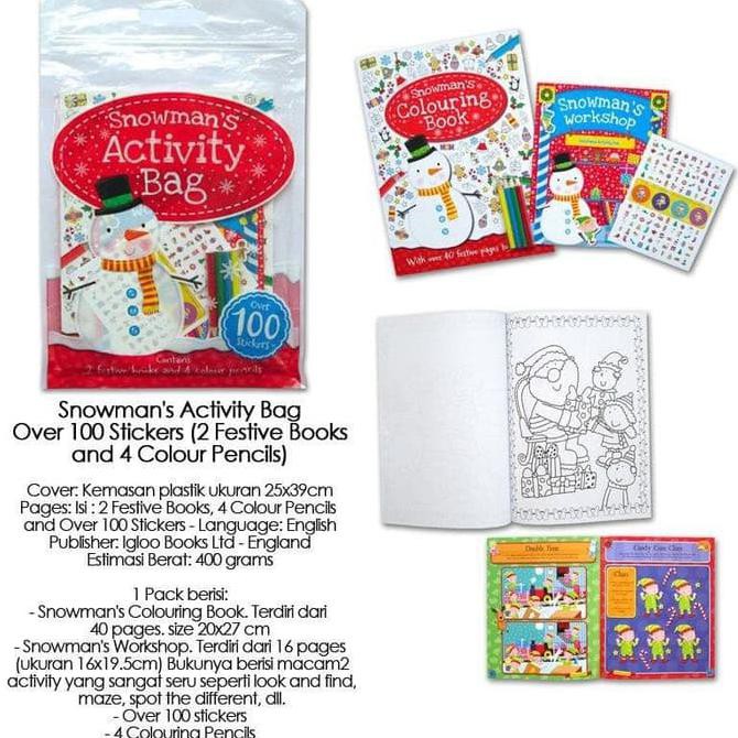 

Snowman's Activity Bag Over 100 Stickers (2 Festive Books and 4 Colour BI820