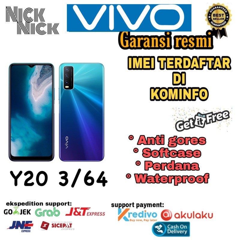 PROMO Cuci Gudang HP Vivo Y20 3/64 Garansi Resmi