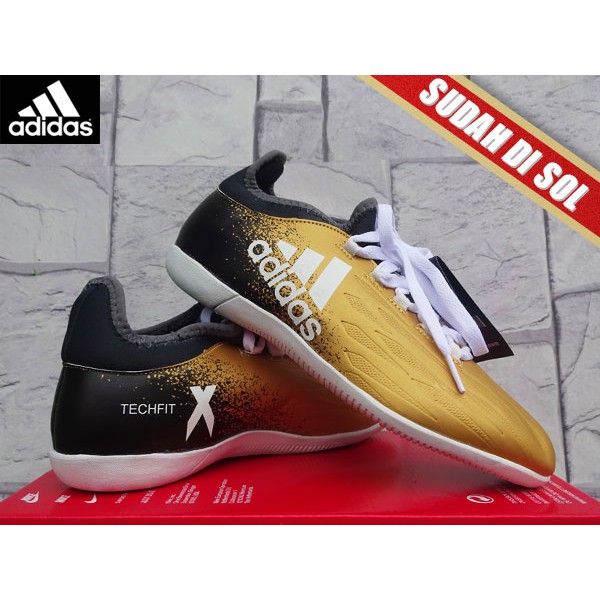 Sepatu Futsal Adidas X 16.2 Techfit Boots Gold KW Super (sport,olahraga,sepatu bola,lari)
