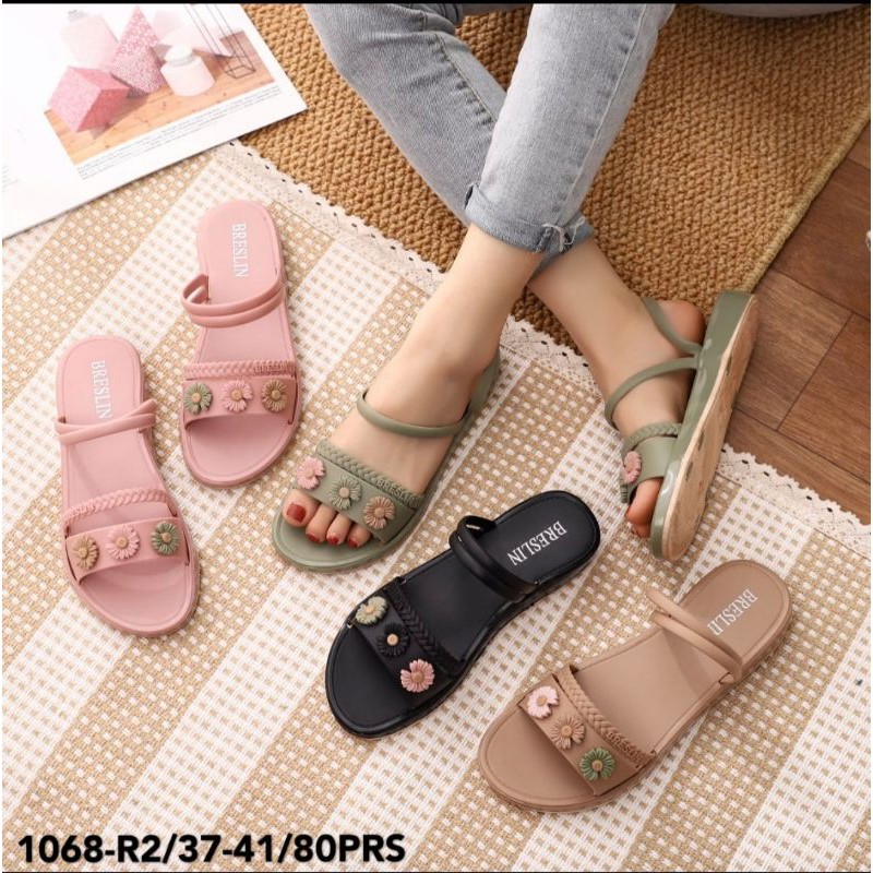 1068 R2 BRESLIN Sendal Wedges Tali BUNGA (KEPANG)
