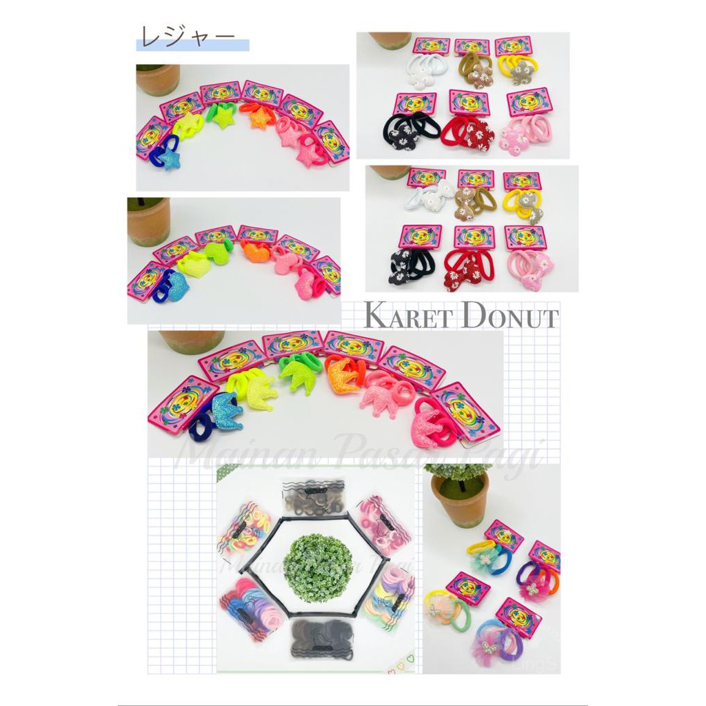 [FREE POUCH] IKAT RAMBUT KOREA - IKAT RAMBUT DONAT ELASTIS IMPORT ISI 50 PCS