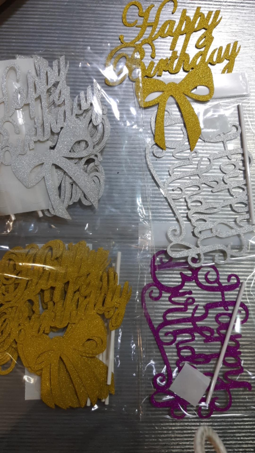 Grosir Per 10 Pcs - Cake Topper Hbd Glitter