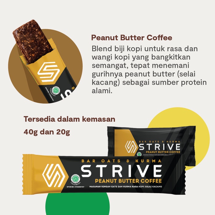 

Instant-Camilan- Strive Bite Size Rasa Peanut Butter Coffee 1 Box Isi 5Pcs -Camilan-Instant.