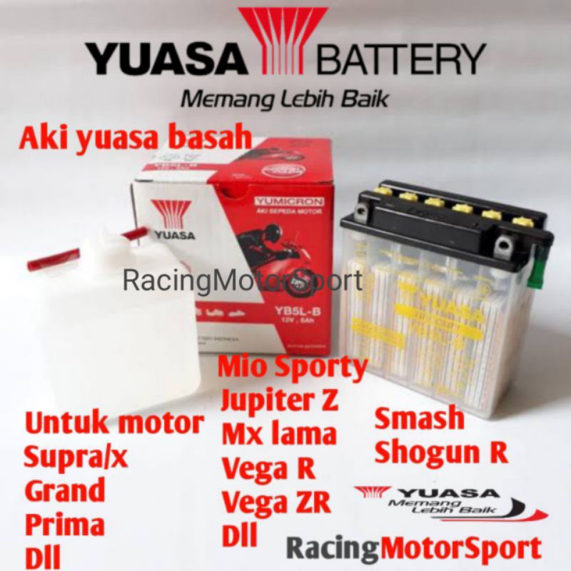 AKI YUASA BASAH YB5L-B, UNTUK MOTOR SUPRA/X GRAND, MIO SPORTY DLL