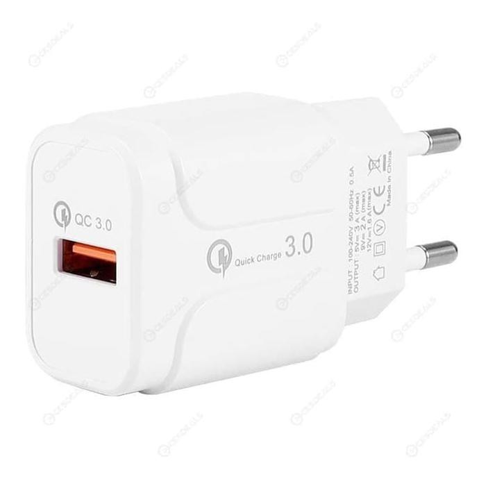QUALCOMM QUICK CHARGE 3.0 ADAPTOR FAST CHARGING CHARGER HP QC3.0 LZ023 - PUTIH