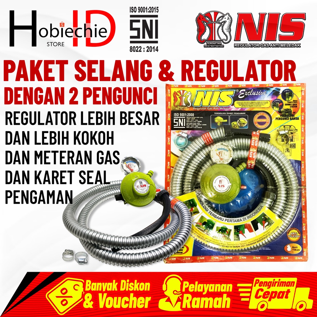 Regulator Gas 2 Kunci (HEMAT Gas) Paket Selang Exclusive