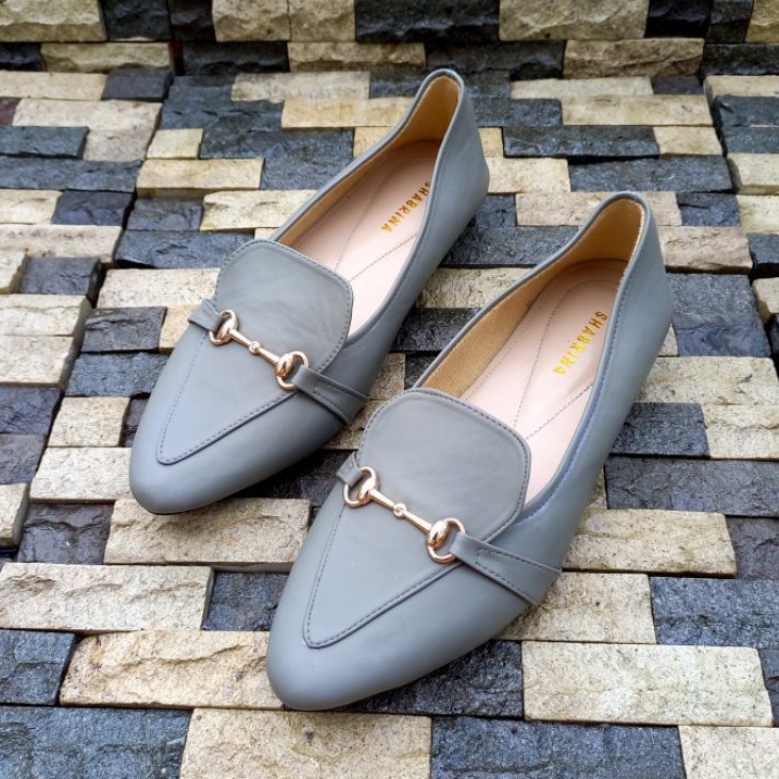 Flat Shoes Shabrina Ivone Gray Sepatu Big Size Jumbo 41-46