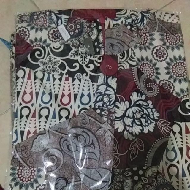 Dress Batik Tunik Lengan Panjang Bahan Katun Stretch, 125ab#