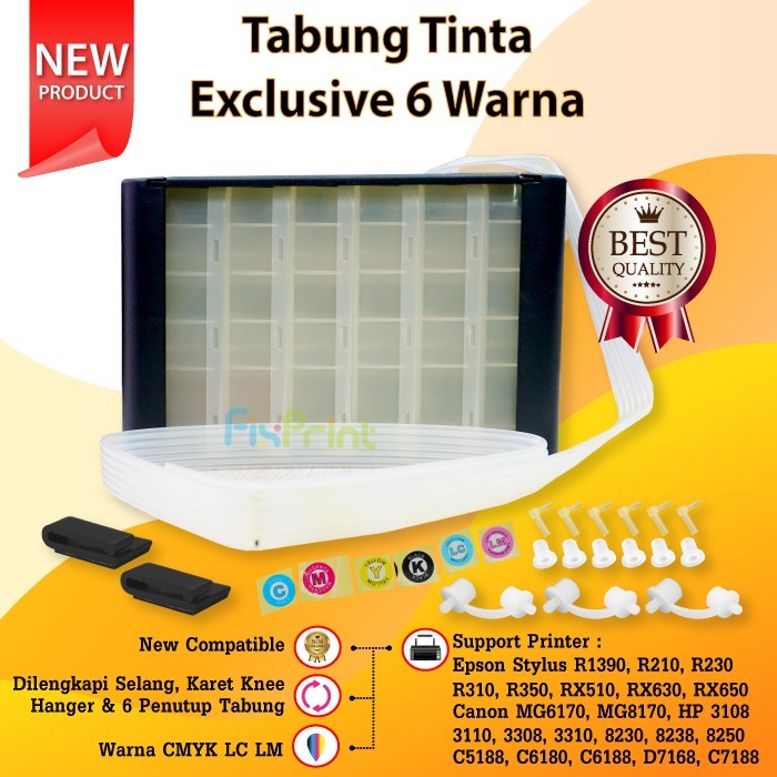 Tabung Tinta 6 Warna 100ml Box Hitam Printer Epson 1390 T60 R230 R1390 FSB161