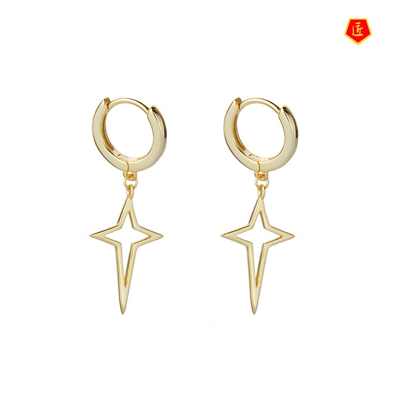 [Ready Stock]New Simple Silver Female Hip Hop Gold Earrings