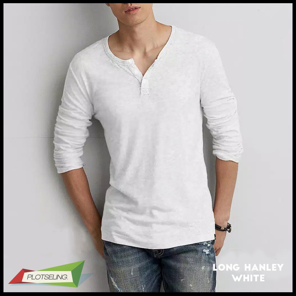 Kaos Polos Oblong HENLEY Pria Lengan Panjang IMPORT COTTON PREMIUM QUALITY - LONG HENLEY ORIGINAL