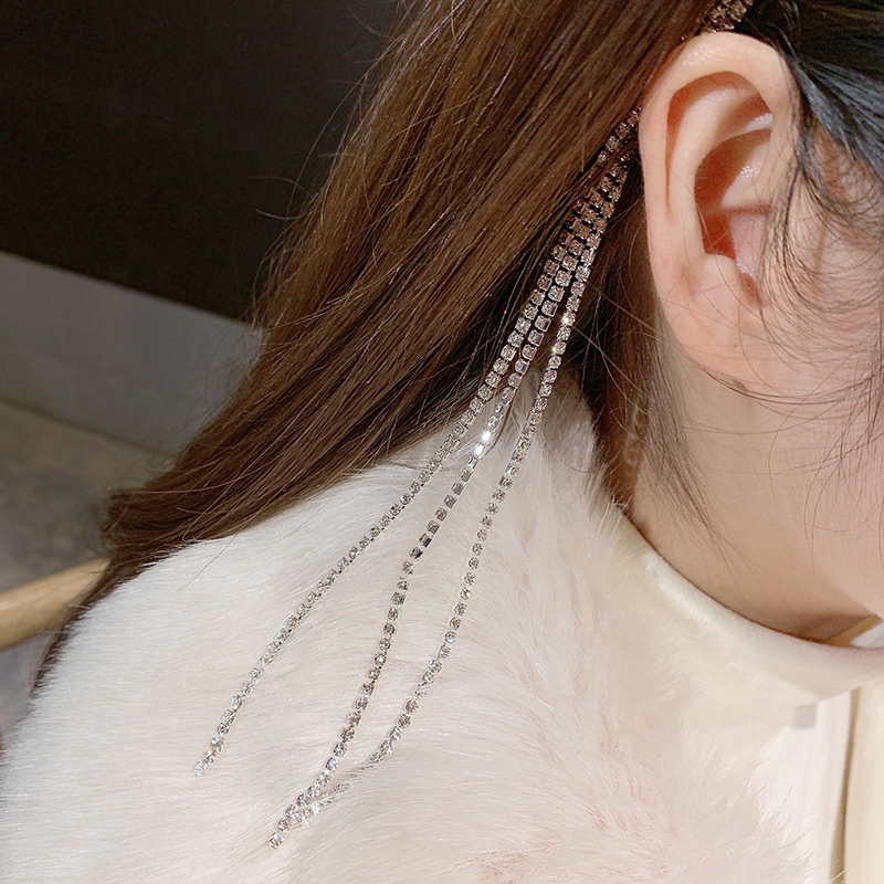 Korean Korean Multi-row Rhinestone Tassel Hair Band/Women Retro Princess Girl Hairbands/Bling Crystal Crown Chain Wedding Jewelry