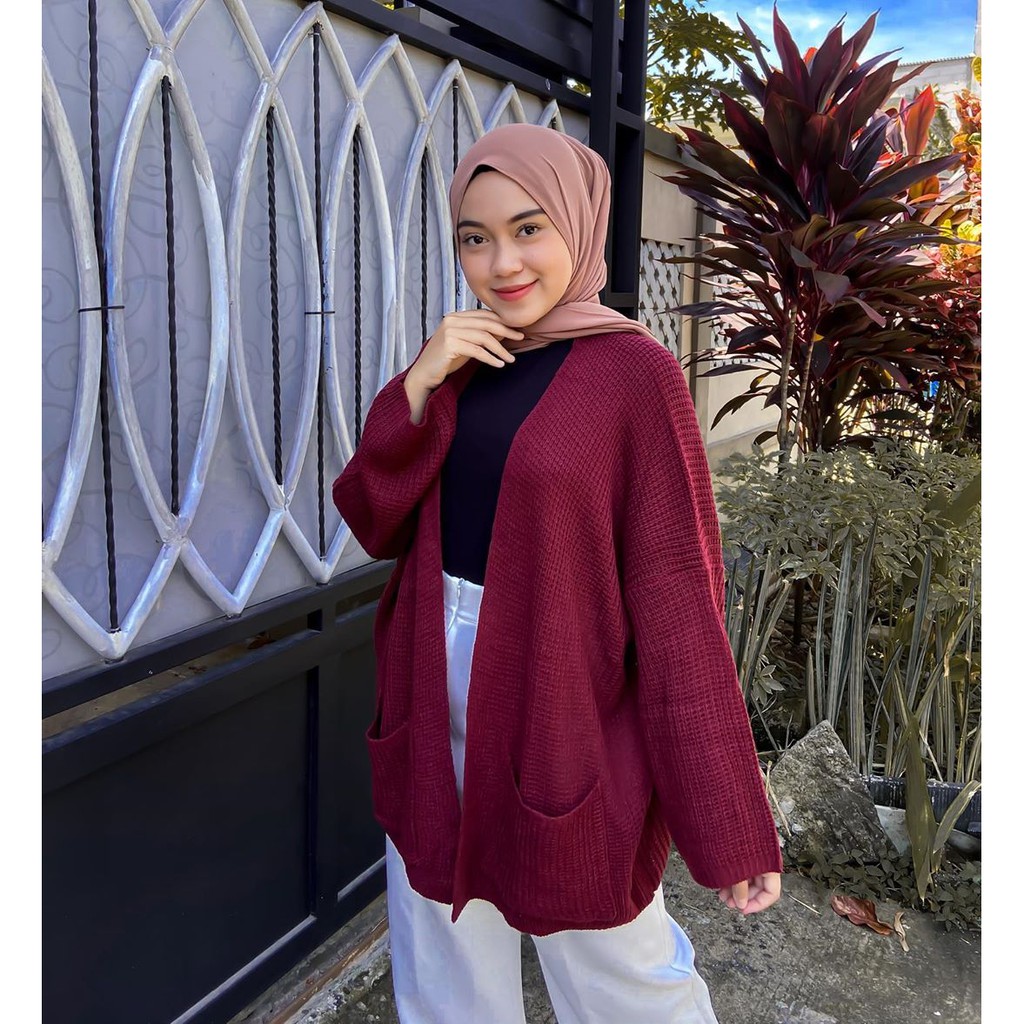 COD  Cardigan Rajut Jumbo XXL/3xl/4xl cardigan oversize rajut wanita lengan panjang big size-5