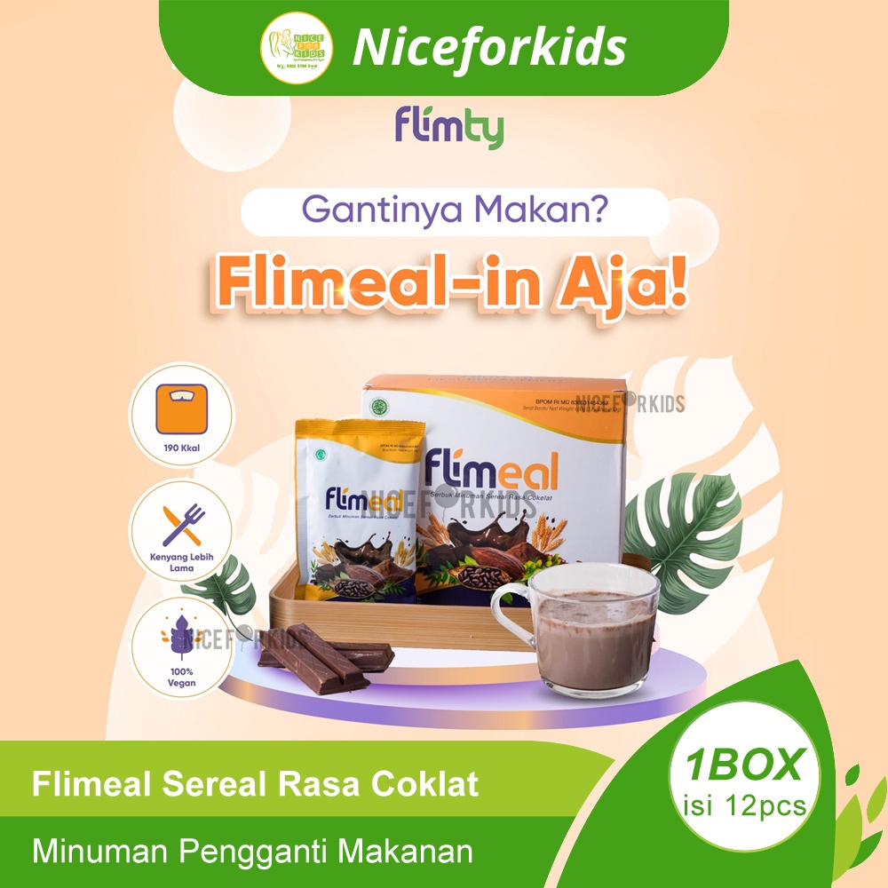 Flimeal Meal Replacement by Flimty Rasa Coklat 1BOX isi 12sachet @50gr / Minuman Sereal Pengganti Makanan