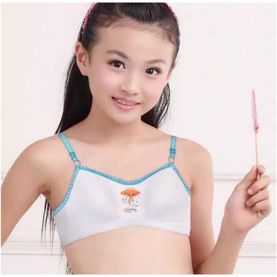 BRA Anak SD/SMP BH Training Anak Morif Jamur Tanpa Busa Tanpa Kawat Kait 2 Cup Kecil BAA-005-V